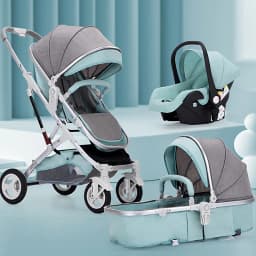 3 in 1 Baby Stroller,Baby Travel System,Baby Carriage 3in1 with Isofix Base,Foldable Newborn Pram,Reversible Standard Stroller
