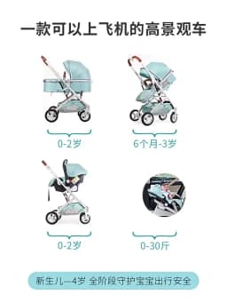 3 in 1 Baby Stroller,Baby Travel System,Baby Carriage 3in1 with Isofix Base,Foldable Newborn Pram,Reversible Standard Stroller