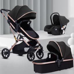 3 in 1 Baby Stroller,Baby Travel System,Baby Carriage 3in1 with Isofix Base,Foldable Newborn Pram,Reversible Standard Stroller