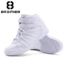 BAXINIER Girls White High-Top Cheer Shoes Lightweight Youth Competition Dance Sneakers Kids Training Performance Footwear