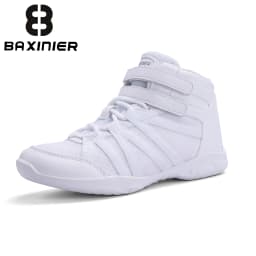 BAXINIER Girls White High-Top Cheer Shoes Lightweight Youth Competition Dance Sneakers Kids Training Performance Footwear