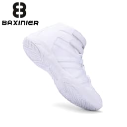 BAXINIER Girls White High-Top Cheer Shoes Lightweight Youth Competition Dance Sneakers Kids Training Performance Footwear
