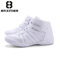 BAXINIER Girls White High-Top Cheer Shoes Lightweight Youth Competition Dance Sneakers Kids Training Performance Footwear