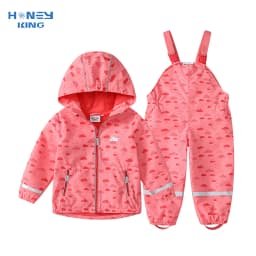 HONEYKING Baby Raincoat Suit Children's Clothing Set Waterproof Overalls Girls Jumpsuit Jacket And Pants Combo for Kids