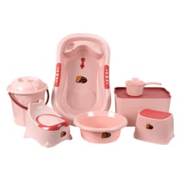 Baby Bath Tub Set 7-Piece with Stool Newborn Tub,Non-slip,Complete Bathing Set, Bath Basin, Durable Bathtub,Plastic Baby Bathtub