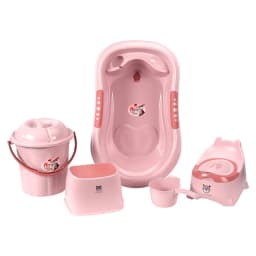 Baby Bath Tub Set 7-Piece with Stool Newborn Tub,Non-slip,Complete Bathing Set, Bath Basin, Durable Bathtub,Plastic Baby Bathtub