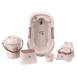 Baby Bath Tub Set 7-Piece with Stool Newborn Tub,Non-slip,Complete Bathing Set, Bath Basin, Durable Bathtub,Plastic Baby Bathtub