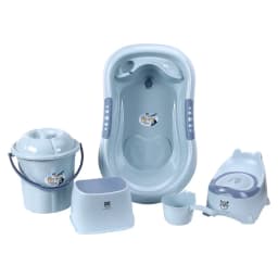 Baby Bath Tub Set 7-Piece with Stool Newborn Tub,Non-slip,Complete Bathing Set, Bath Basin, Durable Bathtub,Plastic Baby Bathtub