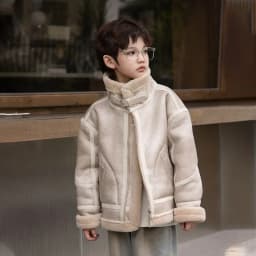 2026 Winter Kids Suede Leather Jacket Boys Girls Faux Fur Coat Thick Warm Fleece Outerwear Teen Children Top Clothes 2-15 Years