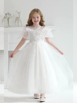 White Wedding Dress For Girls' Flower Girls High-End Embroidered Mini Wedding Dresses White Dresses For Children's Clothing