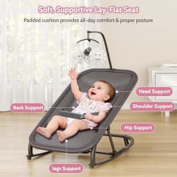 2-in-1 Baby Swing and Rocker Chair, Portable Nursery Bouncer with 3 Recline Positions, Front-to-Back Rocking, Removable Toy Bar, Lockable Mode, Aluminum Frame