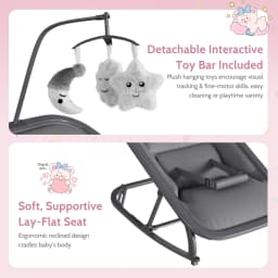 2-in-1 Baby Swing and Rocker Chair, Portable Nursery Bouncer with 3 Recline Positions, Front-to-Back Rocking, Removable Toy Bar, Lockable Mode, Aluminum Frame