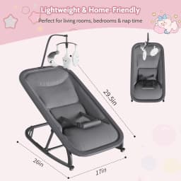 2-in-1 Baby Swing and Rocker Chair, Portable Nursery Bouncer with 3 Recline Positions, Front-to-Back Rocking, Removable Toy Bar, Lockable Mode, Aluminum Frame