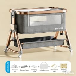 Aluminum alloy baby bed, movable, foldable, and portable