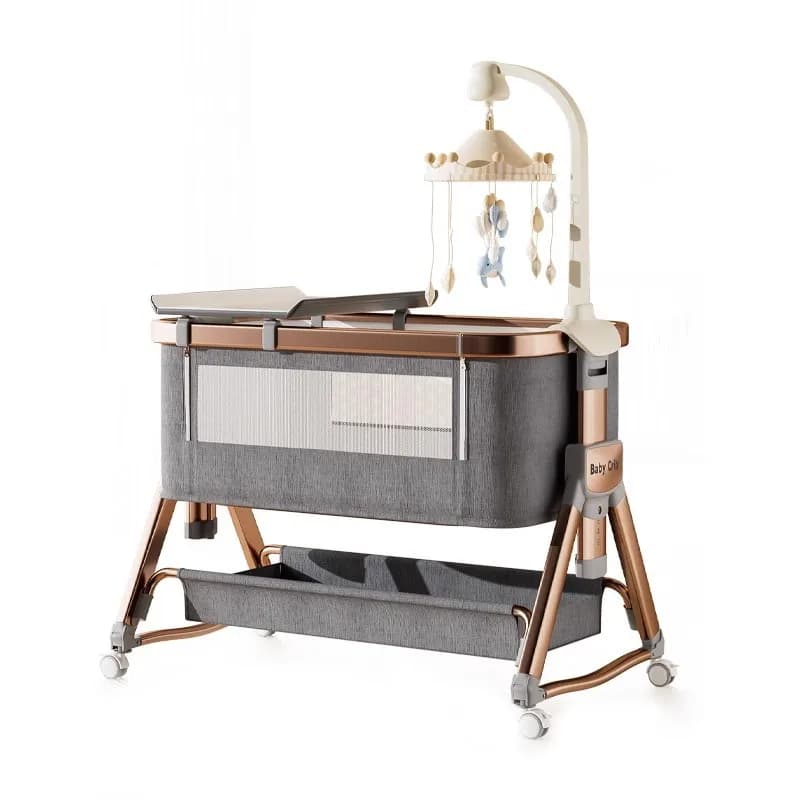 Aluminum alloy baby bed, movable, foldable, and portable