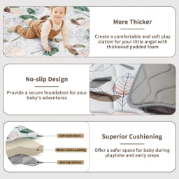 Thick Foam Baby Play Mat, Foldable Crawling Playpen Mat with Soft Padding, Non-Slip Floor Playmat, Machine Washable Anti-Slip Crawling Mats for Infants Toddlers Home Indoor Use
