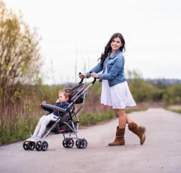 Moby-System Stroller Barton Light Umbrella Grey Collapsible Walkway with Barrier and Belts for Children up to 15kg