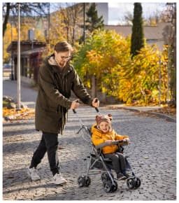 Moby-System Stroller Barton Light Umbrella Grey Collapsible Walkway with Barrier and Belts for Children up to 15kg