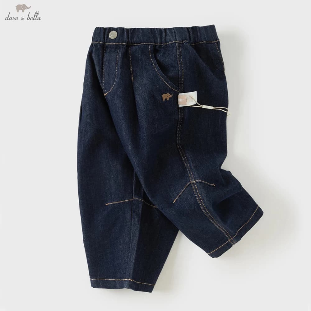 Dave Bella Children Autumn Spring Jeans Boys Elastic Waist Cargo Pants Casual Sports Pocket Jogger Trousers DB3262566