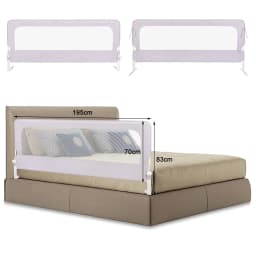 Folding Bed Rail, 1 Pcs Bed Rail, Child Safety Barrier for Beds in Oxford Fabric and PP, 180/200×70×26cm, Baby Fall Protection