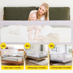 Folding Bed Rail, 1 Pcs Bed Rail, Child Safety Barrier for Beds in Oxford Fabric and PP, 180/200×70×26cm, Baby Fall Protection