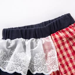 Amila 2026 Spring Girls' Casual Pants Lace Lace Small Love Pattern Grid Splicing Daily Solid Color Loose Wide Leg Pants
