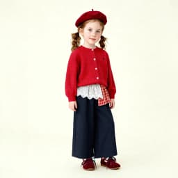 Amila 2026 Spring Girls' Casual Pants Lace Lace Small Love Pattern Grid Splicing Daily Solid Color Loose Wide Leg Pants