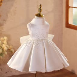 Banquet Host Flower Girl Piano Performance Evening Girls White Pearl Formal Dress, Luxury Niche Princess Gown For WearChildrend