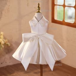 Banquet Host Flower Girl Piano Performance Evening Girls White Pearl Formal Dress, Luxury Niche Princess Gown For WearChildrend