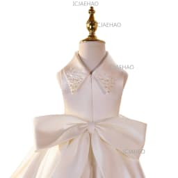Banquet Host Flower Girl Piano Performance Evening Girls White Pearl Formal Dress, Luxury Niche Princess Gown For WearChildrend