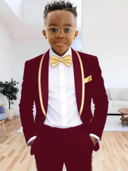 Txjojn Chic Kids Suits 2 Pieces Jacket Pants Wedding Ring Bearer Outfit Handsome Shawl Lapel Boys Suit Set For Banquet Party