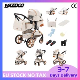 3 In 1 Multifunctional Newborn Baby Stroller High Landscape View Four Wheel Shockproof Easy Foldable Comfortable Baby Pram With Breathable Full Cover Anti Mosquito Net For Infant Outdoor Travel
