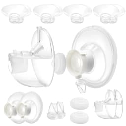 Two Complete Sets Compatible with Momcozy M5 Breast Pump Replacement Parts, Collection Cup and 8pcs 15/17/19/21mm Flange Insert