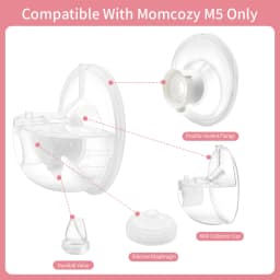 Two Complete Sets Compatible with Momcozy M5 Breast Pump Replacement Parts, Collection Cup and 8pcs 15/17/19/21mm Flange Insert