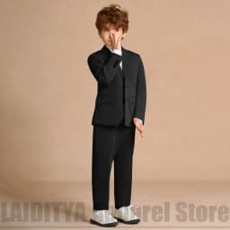 Classic Black 2 Piece Boys Suit Kids Formal Blazer Pants Outfit Wedding Flower Boy Birthday Party Graduation Children Wear