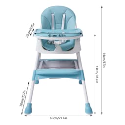 2-in-1 Foldable Baby High Chair with Cushion, 176lbs Load Capacity, Adjustable Height & 5-Position Tray, Portable Feeding Seat with Food-grade Cutlery for 6 Months-6 Years