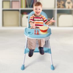 2-in-1 Foldable Baby High Chair with Cushion, 176lbs Load Capacity, Adjustable Height & 5-Position Tray, Portable Feeding Seat with Food-grade Cutlery for 6 Months-6 Years