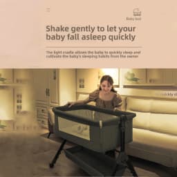 Baby Bassinet Bedside Sleeper Crib with Changing Table Manual Rocking Cradle Foldable Portable Infant Cot Newborn Bed Adjustable Height Side Opening Nursery Bed Storage Basket Lockable Wheels Breathable Mesh Comfortable Sleeping Solution