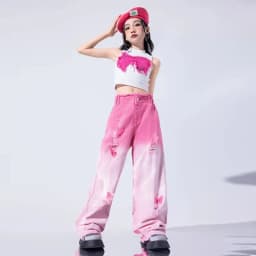 Girls Jazz Dance Performance Suit Kids Hip Hop Stage Wear Kpop Fashion Clothes White Coat Jacket White Pants Steetwear