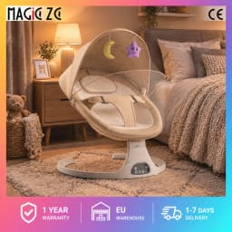 Electric Baby Swing Smart Rocking Chair for Newborns Bluetooth Music Soother Infrared Remote Control Electric Cradle Bed with Mosquito Net Canopy Toys 5-Speed Adjust Timer Function Automatic Infant Rocker Seat