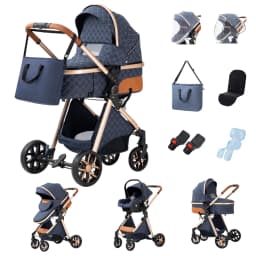 Multifunctional 3-in-1 High View Four Wheel Baby Pram 2026 Foldable Shock Absorbing Stroller With Matching Mosquito Net For Newborn Babies