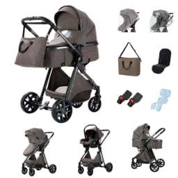 Multifunctional 3-in-1 High View Four Wheel Baby Pram 2026 Foldable Shock Absorbing Stroller With Matching Mosquito Net For Newborn Babies
