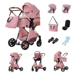 Multifunctional 3-in-1 High View Four Wheel Baby Pram 2026 Foldable Shock Absorbing Stroller With Matching Mosquito Net For Newborn Babies