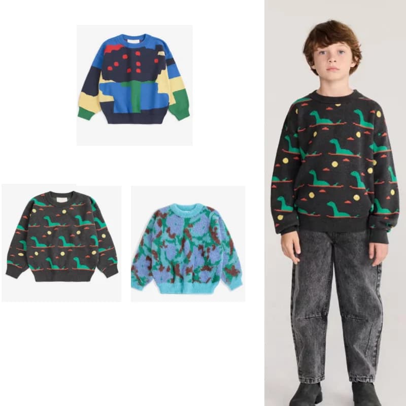 AW26 Children's Sweater Autumn and Winter New BC Cartoon Pullover Sweater