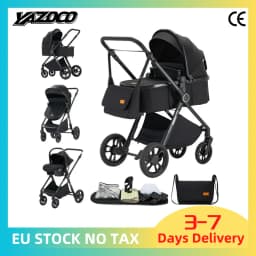 3 in 1 High View Baby Stroller Matching Infant Car Seat, Ultra Light Aviation Aluminum Frame Breathable Mesh Summer Baby Pushchair, One-Click Quick Fold Baby Pram, Compact Portable Newborn Travel Carriage