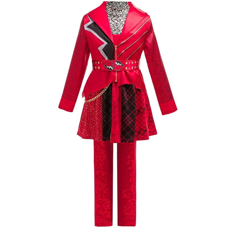 Red Costume for Girls carnival Cosplay Rise of Red Costume Heart Dress Jacket Pants Set Halloween Party Dress up for Kids