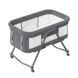 Foldable 4-in-1 Convertible Baby Travel Cot, Rocking Bedside Crib with Quiet Rolling Wheels, Perfect Use From Newborn To Toddler