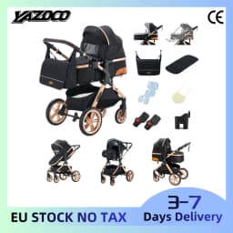 High Position 3 in 1 Complete Baby Travel System Pushchair with Detachable Infant Car Seat, Summer Sweat-Wicking Breathable Fabric, Portable Aerospace Aluminium Frame, Compact Fold Space Efficient Stroller