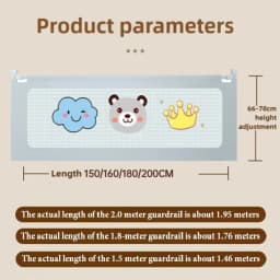 IMBABY Bed Guardrail Liftable Crib Protectors Adjustable Handrail Bed Safety Children Washable Baby Safety Bed Barrier Bumper