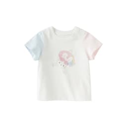 Dave Bella Children's T-shirt Summer Girl's Sweet Rabbit Print Bottoming Shirt Casual Baby Cotton Top Gentle Party DB2251301